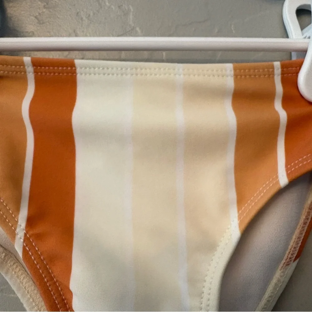 Roco Swim neutral striped cross back bikini two piece swimsuit size 12-18 months